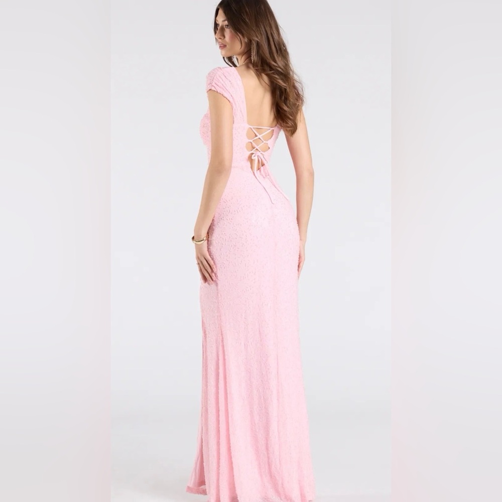 Windsor Pink Lace-Up Back Dress